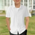 thumbnail image 6 of Boys Button Down Shirts White Short Sleeve Shirt Dress Shirt Graduation Shirts Boy Shirts Size 13-14 Years Boys Girls Fashion, 6 of 6