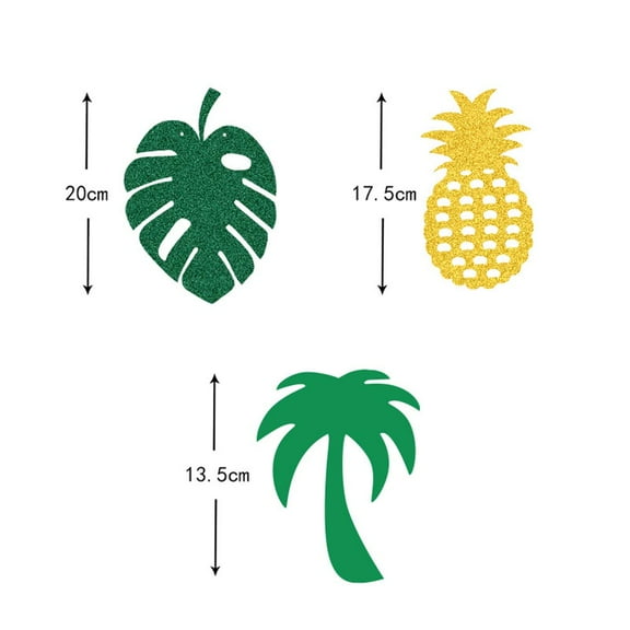 GOOHOCHY 2Pcs Hawaii Streamer Summer Party Garland Tropical Party Decoration Birthday Accessory for Home Party (Pineapple Coconut Tree, Coconut Turtle Leaf)