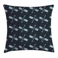 thumbnail image 1 of Dragonfly Throw Pillow Cushion Cover, Cartoon Abstract Spring Bugs with Colorful Stripes on Dark Blue Toned Background, Decorative Square Accent Pillow Case, 18 X 18 Inches, Multicolor, by Ambesonne, 1 of 2