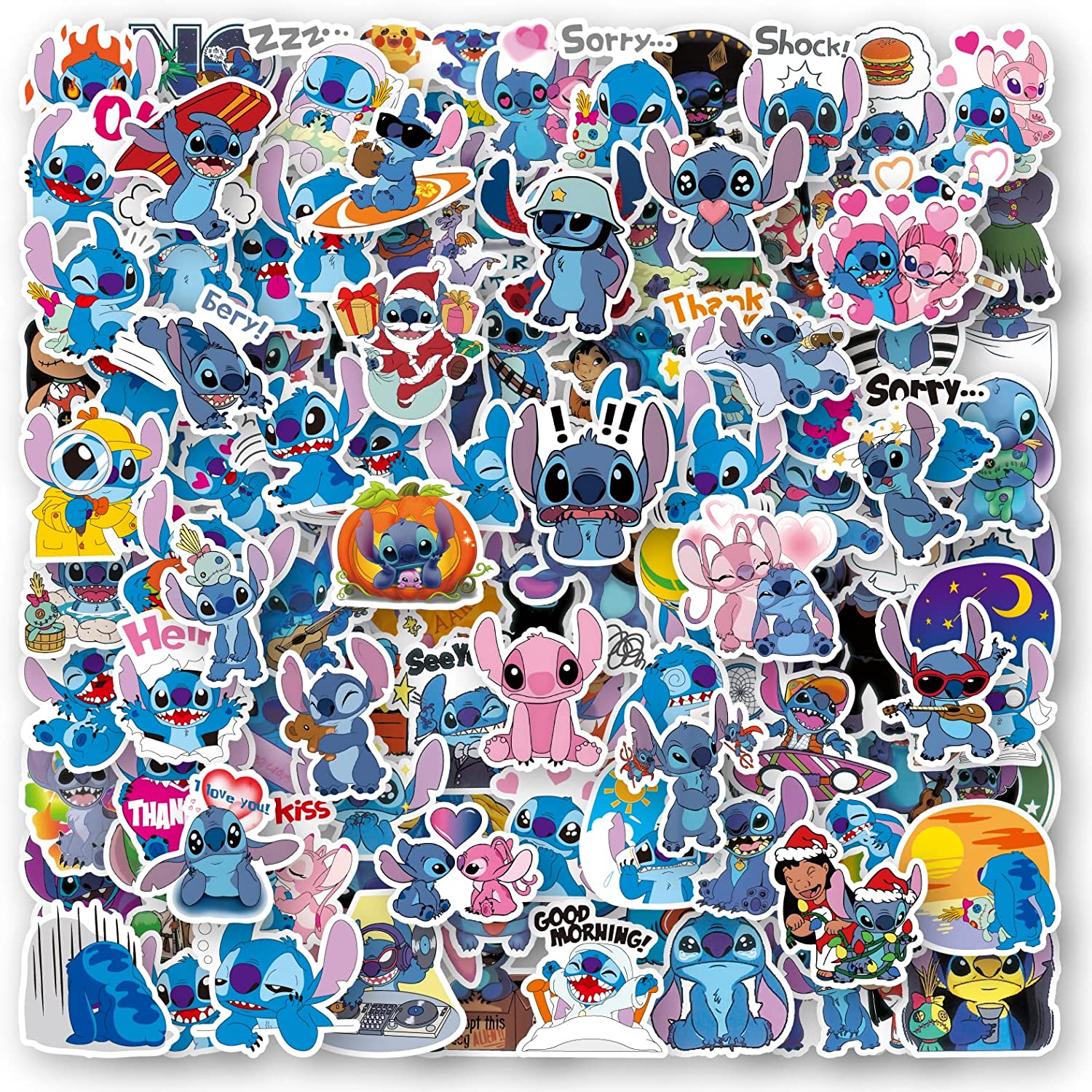 100Pcs Stitch Stickers, Waterproof Lilo and Stitch Decals for Water