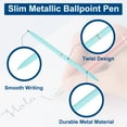 thumbnail image 3 of Bolígrafo de metal delgado Uxcell, 5 piezas de bolígrafo de tinta negra de punta media de 1 mm, bolígrafos retráctiles metálicos ligeros para negocios, oficina, libro de invitados de boda, azul claro, 3 of 7