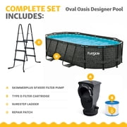 Funsicle 1311 Oasis Designer Above Ground Pool with Pump, Oval Frame, Dark Herringbone