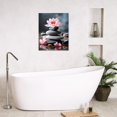 thumbnail image 2 of Zen Water Lily Canvas Wall Art Funny Pink Floral and Stone on Water Wall Art for Living Room Spa Framed Wall Art Ready to Hang for Bathroom Bedroom Office Wall Decor Painting, 24L X 16W inches, 2 of 6