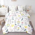 thumbnail image 1 of 7Pcs Floral Rabbit Kids Bedding Set for Boys,Queen Size Comforter Set with Sheets and Pillowcase,7Pcs Bed in a Bag,Cartoon Animal Children Bed Set, Blossom Comforter, 1 of 5