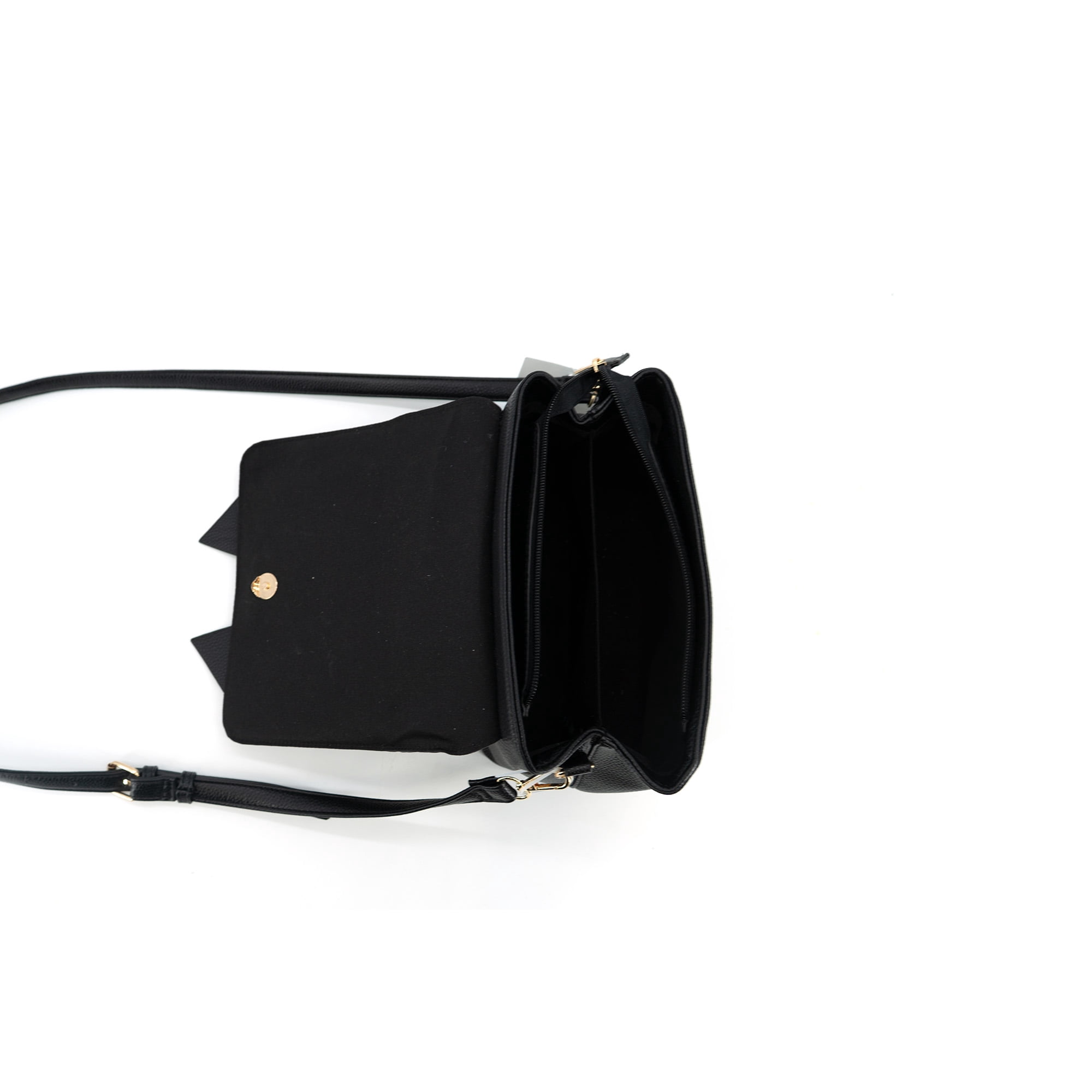 LIKE DREAMS Women's Vegan Leather Adjustable Detachable Strap Zoey Double Bow Crossbody Bag, Black