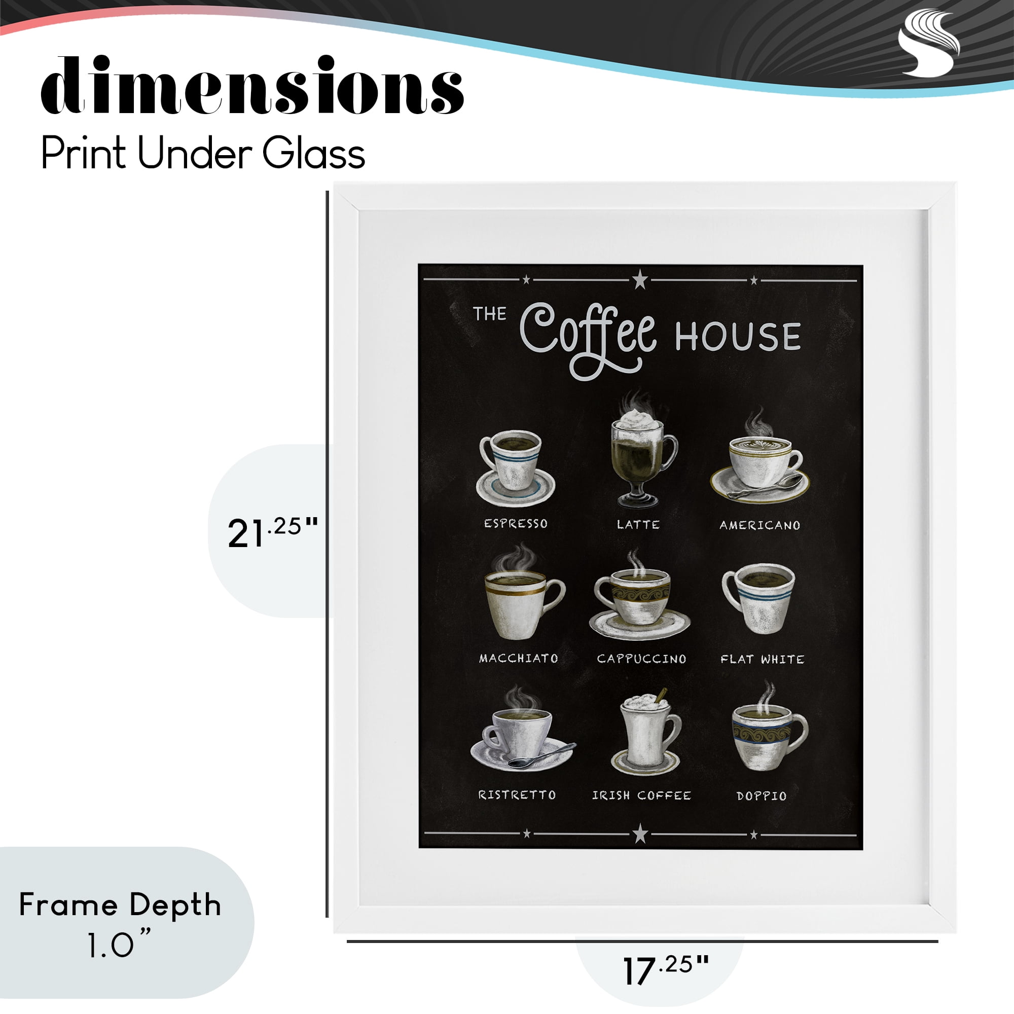Stupell Industries The Coffee House Menu White Framed Print Under Glass, design by Conrad Knutsen