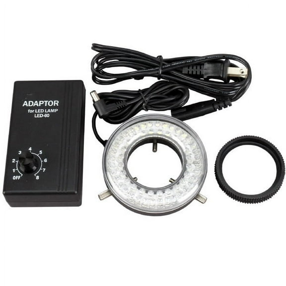 AmScope 60-LED Microscope Ring Light Illuminator with Adapter and Control Box