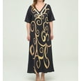 thumbnail image 6 of Plus Size Women's Dress Elegant Floral Print V Neck Short Sleeve Maxi Dress, 6 of 7