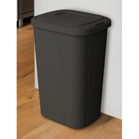 13.3-Gallon Plastic Touch-Free Kitchen Trash Can, Black