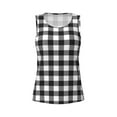 thumbnail image 4 of Haiem Black White Plaid Workout Tank Tops for Women, Athletic Sports Slim-Fit Tank Tops, Compression Sleeveless Dry Fit Shirts,Athletic Shirt-Large, 4 of 9