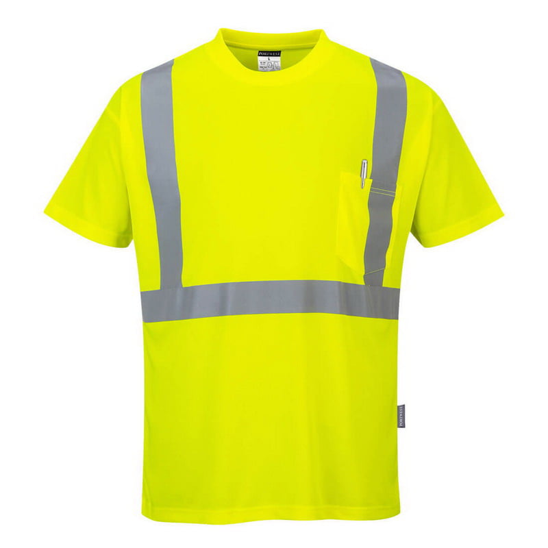 PORTWEST Hi Vis Pocket T-Shirt Lightweight Comfort Wicking Breathable S190 