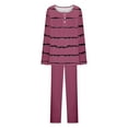 thumbnail image 4 of Kaemgyyd Womens 2 Piece Pajama Set Stripe Lounge Outfits Soft Button Pleated Sleepwear and Wide Leg Pants with Pockets, 4 of 6