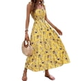 thumbnail image 2 of Txlixc Vestidos de Verano para Mujer, Estampado Floral/Diseño de Color sólido Sin Mangas Correa de Doble Lado Pliegues en el Pecho Vestido Largo de Playa Txlixc Moda, 2 of 6