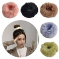 thumbnail image 2 of Lttoisl CozyClip Soft Plush Hair Scrunchies, Fluffy Sausage Shape Headbands, Warm Winter Fall Accessories, Dopamine Style Simple Design Hair Ties, 6 Pack, 2 of 8