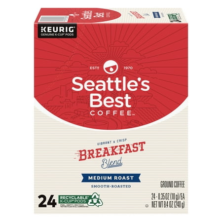 ( Best by 04 Dec 2023 ) Seattle s Best Coffee  Breakfast Blend Medium Roast K-Cup Coffee Pods  24 Count( box of 4 pack ) 