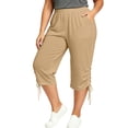 thumbnail image 3 of SwiftWear Women's Plus Size Capri Pants with Pockets Drawstring Hem Split Athletic Lounge Pants Soft Stretch Casual Summer Joggers, 3 of 8