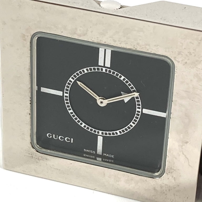 Pre-Owned GUCCI REF0840 Logo Travel Watch Interior Table Clock SS
