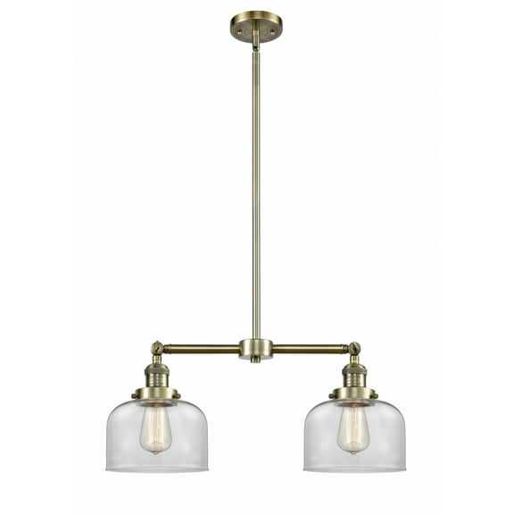 209-AB-G72-Innovations Lighting-Bell - 2 Light Island In Traditional Style-10 Inches Tall and 21 Inches Wide-Antique Brass Finish-Clear Glass Color