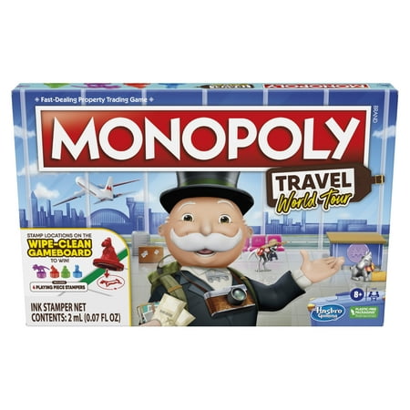 Monopoly Travel World Tour Monopoly Board Game, Board Games for Family, Ages 8+