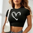 thumbnail image 2 of Plebaso T-Shirts Graphiques Courts pour Femmes Manches Courtes Imprimé Slim Col Rond T-Shirts d'Été Décontractés pour Femmes, 2 of 5