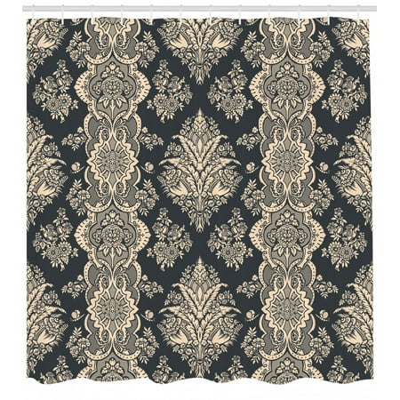 Damask Shower Curtain Victorian Style Baroque Classic Pattern