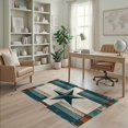 thumbnail image 2 of ODIKA 4'x6' Washable Area Rug Pet Friendly, Non-Shedding Teal Stars Farmhouse Vintage Plank Terracotta Round Distressed for Bedroom, Reading Nook, 2 of 7