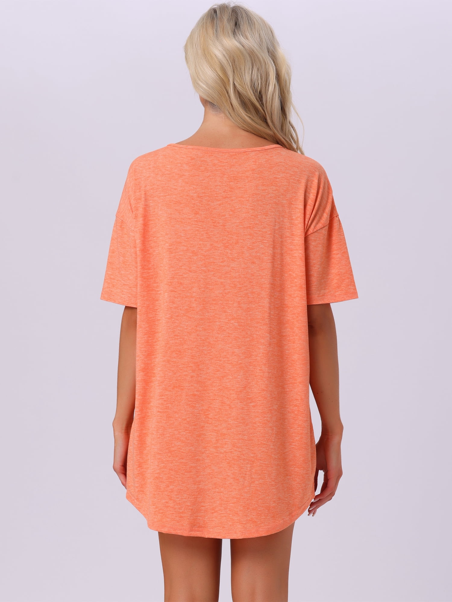 DARING DIVA Women's Soft V Neck Sleepshirts Comfy Oversized Nightshirt M Orange