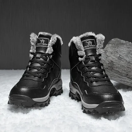 

Men‘s High Top Warm Cotton Shoes Non-slip Lace Up Snow Boots For Winter