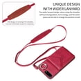 thumbnail image 3 of for iPhone 7 Plus/8 Plus PU Leather Back + TPU Frame Rugged Case, Classic 360 Rotating Ring Kickstand Card Slots Shoulder Strap Drop Protective Slim Fit Shockproof Phone Case Cover, Red, 3 of 12