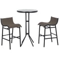 thumbnail image 1 of Outsunny 3pcs Patio Bar Set, Outdoor Bistro Set with 2 Bar Stools and 1 Tempered Glass Bar Table, Dining Chat Set, Tan, 1 of 8