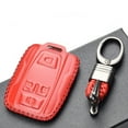 thumbnail image 4 of Vitodeco Genuine Leather Key Fob Case Cover Compatible for 2019-2021 GMC Sierra, Canyon, Chevy Silverado 1500, Tahoe, Colorado, Suburban (4-Button, Red), 4 of 5