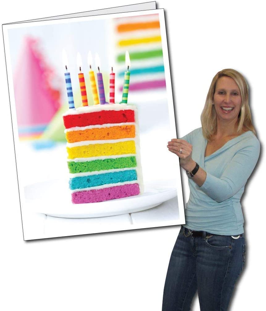 Victory Store 2'x3' Giant Rainbow Birthday Cake Birthday Card with Envelope