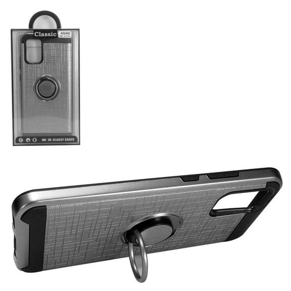 GSA Brushed Case w/Magnetic Ring for Samsung Galaxy A02s - Gray/Black