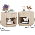 thumbnail image 5 of LAZZO Nightstands Set of 2 with Drawer, Modern Nightstand with Charging Station & LED Light, Natural Wood, 5 of 8