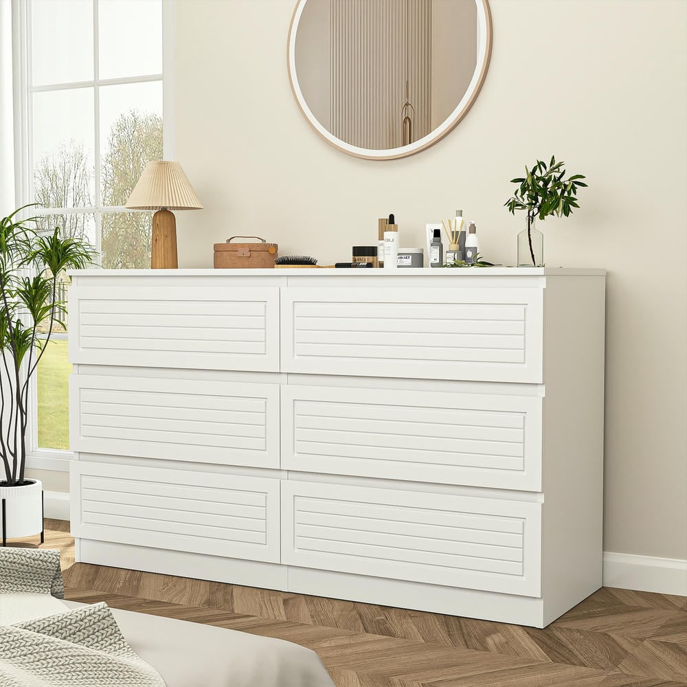 YYAo Chest of Drawers, Storage Organizer Unit,White 6 Drawer Dresser for Bedroom, Wide Modern Chest of Drawers No Handles for Living Room, Hallway, Entryway YYAo Chest of Drawers, Storage Organizer Unit,White 6 Drawer Dresser for Bedroom, Wide Modern Chest of Drawers No Handles for Living Room, Hallway, Entryway