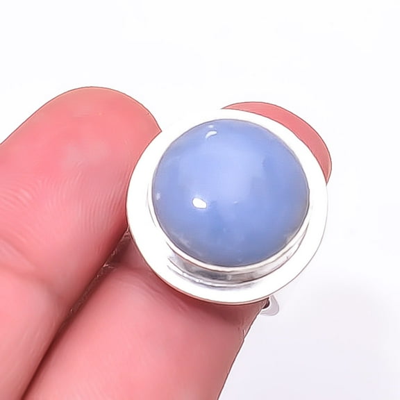 Angelite - Peru Designer Handmade 925 Sterling Silver Ring S.6 R951042031
