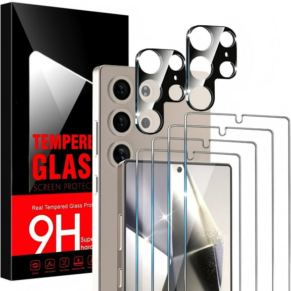 4 Pack for samsung Galaxy S24 Ultra Screen Protector-with 2 camera lens protectors, 9H-Hardness, drop-proof, scratch-proof, HD-Clear