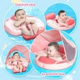 thumbnail image 3 of Mambobaby Non-Inflatable Baby Pool Float with Tail and Canopy UPF 50+ Sun Protection No Flip Over Infant Swim Float Skin-Friendly Mambo Float Swim Trainer Solid Baby Swimming Ring Foldable Style, 3 of 8