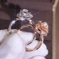 thumbnail image 3 of Rose Gold Floral Alloy Ring for Women Electroplated Elegant Flower Jewelry Gift for Her Party Glam Look Finish, 3 of 5