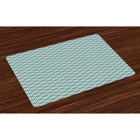 

Plaid Placemats Set of 4 Two Colored Pattern with Little Checks and Diagonal Lines Retro Modern Washable Fabric Place Mats for Dining Room Kitchen Table Decor Dark Brown Seafoam White by Ambesonne
