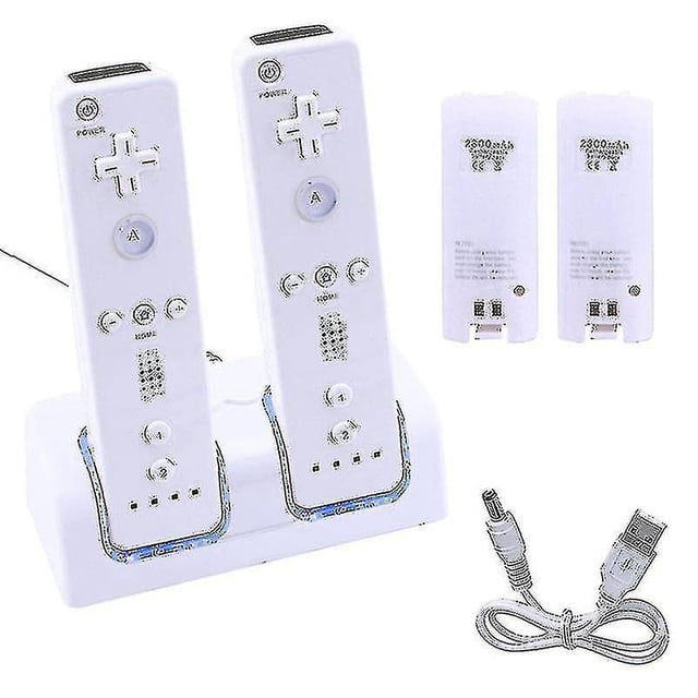 Paquetes de baterías recargables y trajes de base de carga con cargador dual para control remoto de Wii Nuevo