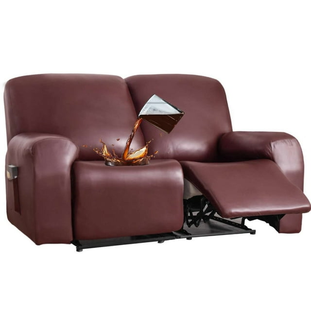 Housse de Fauteuil Inclinable en Cuir PU 2024, 4 Pcs, Imperméable, Extensible, Housse de Fauteuil Inclinable/canapé, Protège-Meubles avec Poches, 1 Place/noir