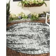 thumbnail image 3 of Unique Loom Outdoor Modern Collection Area Rug - Nephele (4' 1" Round Black and White), 3 of 11