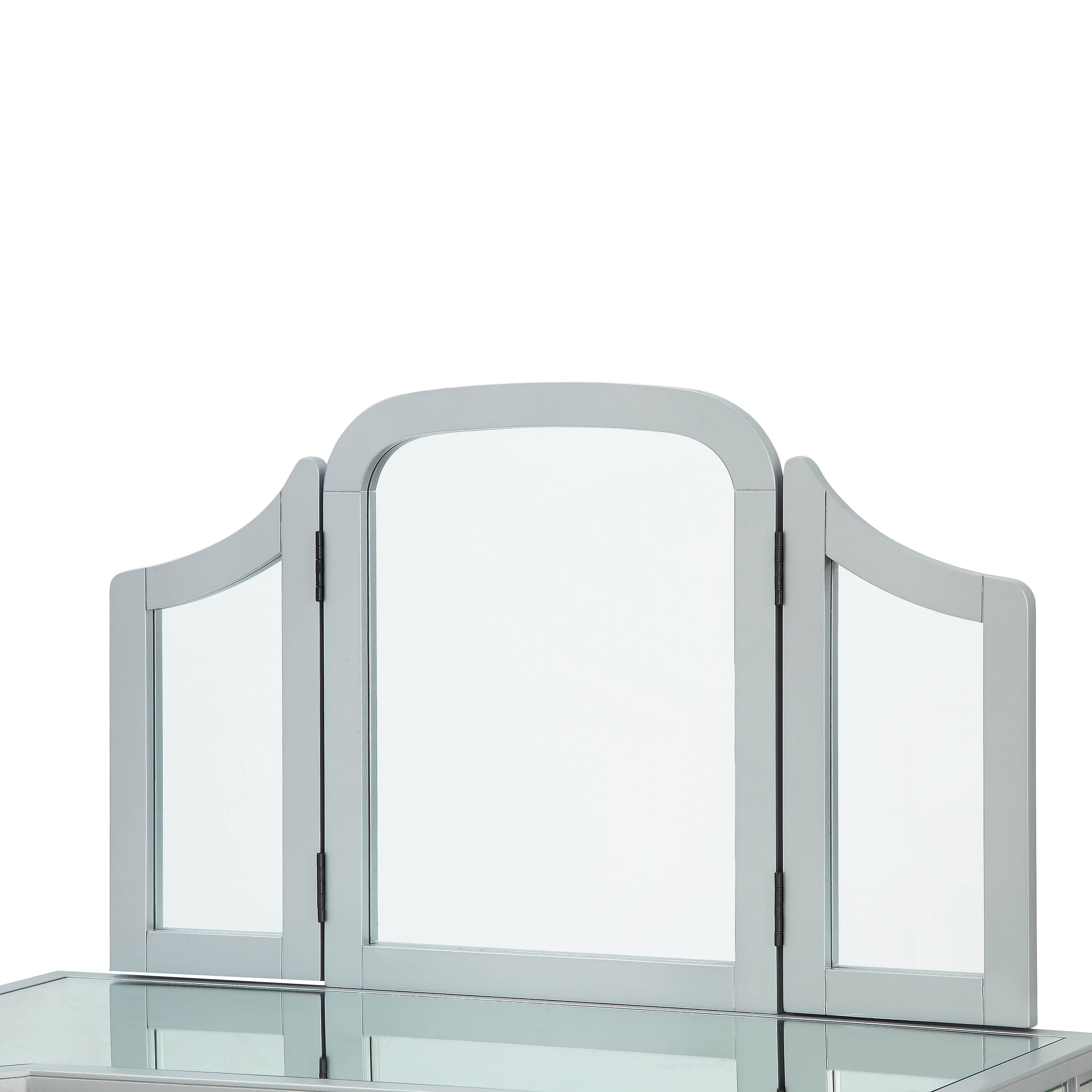 Furniture of America Aleana Modern 3-Piece Mirrored Vanity Set, Silver