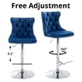 thumbnail image 3 of Counter Height Bar Stools Set of 2, Swivel Barstools with High Back, Button Tufted and Nailheads Trim, Velvet Upholstered Bar Chairs for Home Bar Kitchen Island Cafe, Blue, 3 of 6