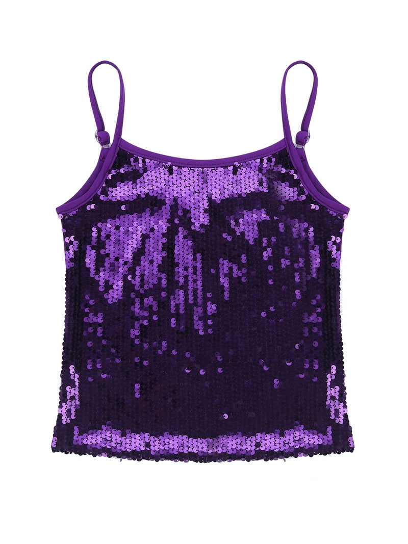 トップス gajess glitter camisole DPOIS Kids Girls Sparkly Sequins Jazz Camisole Tank Top Purple 16