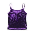 thumbnail image 4 of iEFiEL Kids Girls Sparkly Sequined Dance Top with Front Liner,Sizes 6-16 Purple 14, 4 of 7