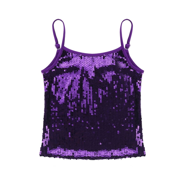 Womens Sparkly Sequin Strappy Vest Top Cami Sequined Sleeveless Camisole  Glitter