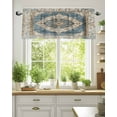 thumbnail image 2 of Retro Art Valances for Windows Brown Blue National Art Bohemia Style Abstract Valance Rod Pocket Short Window Treatments Curtains for Kitchen Bathroom Living Room Bedroom, 42 x 12 Inch, 2 of 7
