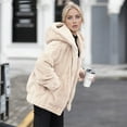 thumbnail image 4 of Duoif Fleece Jacket Women, Womens Fuzzy Lapel Open Front Long Cardigan Coat Faux Warm Winter Outwear Jackets for Women Beige L, 4 of 4